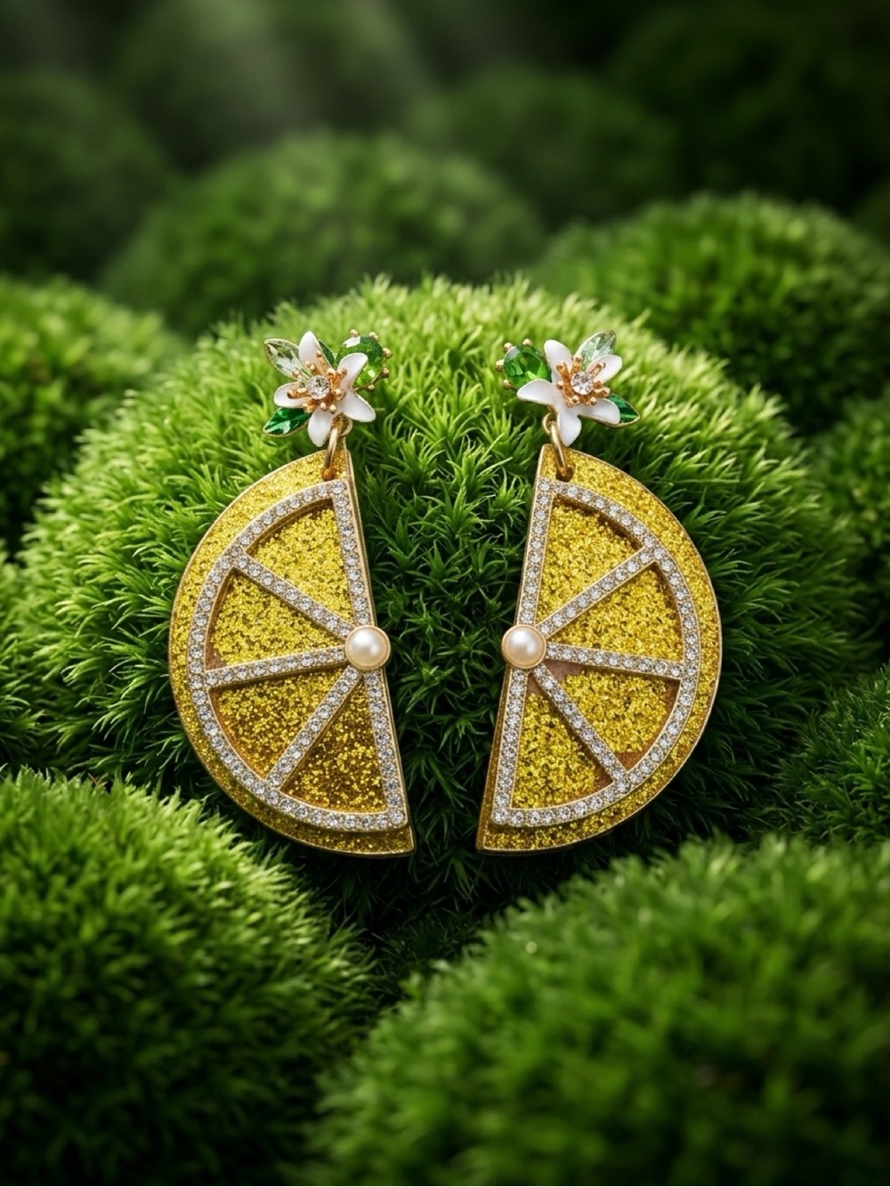 Floral Citrus Yellow Drop Earrings - Women Jewelry Nicole Miller